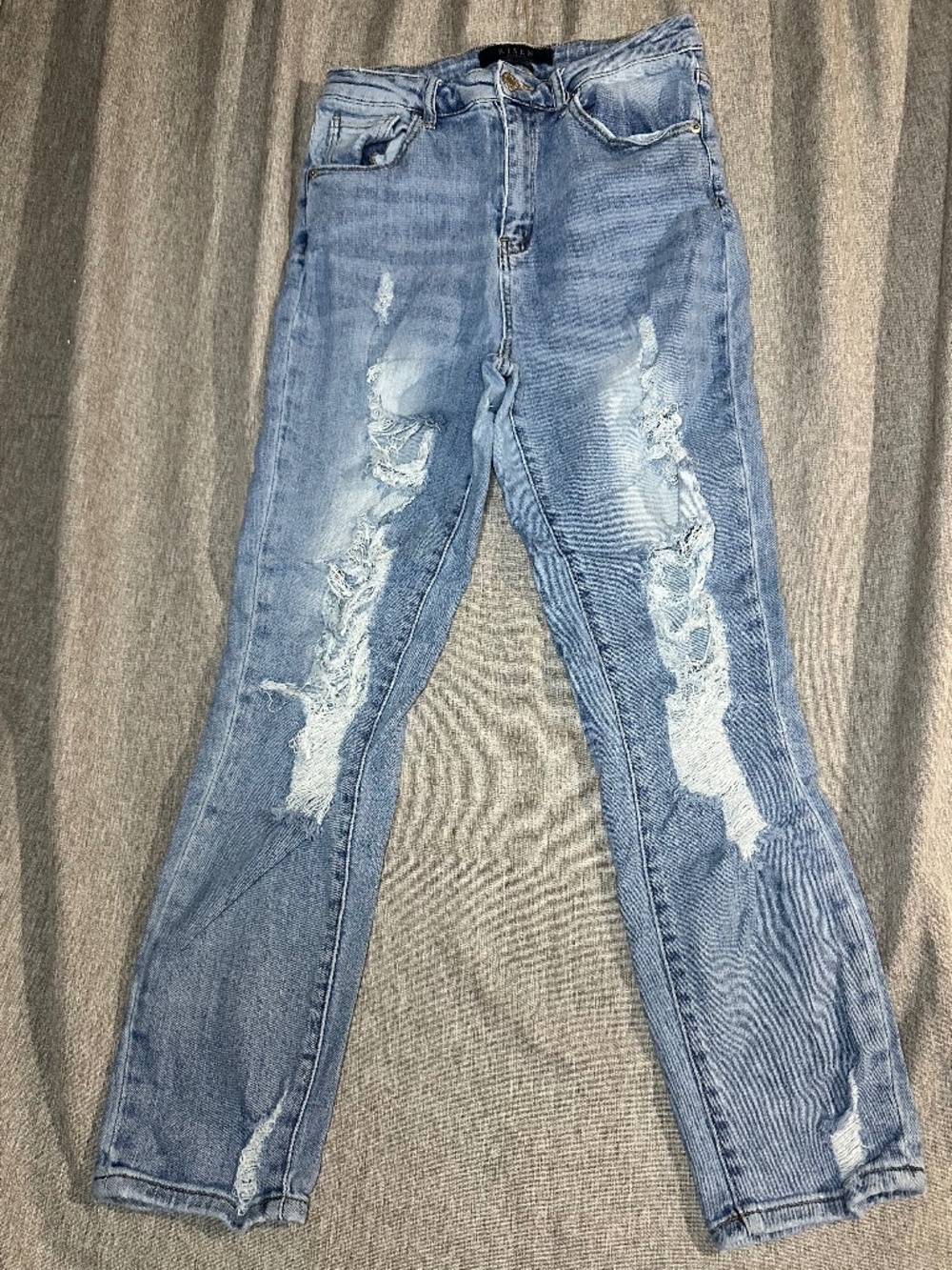 Risen Jeans High Rise Distressed Straight Leg Ankle Jeans - Size 9 / 29